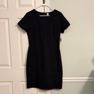 NWT Old Navy Medium Ponte Knit Short Sleeve Sheath Dress Stretch Black Jack